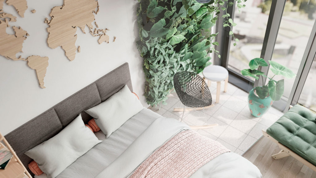 Visualisointi Lumo One -pilvenpiirtäjän huoneistosta