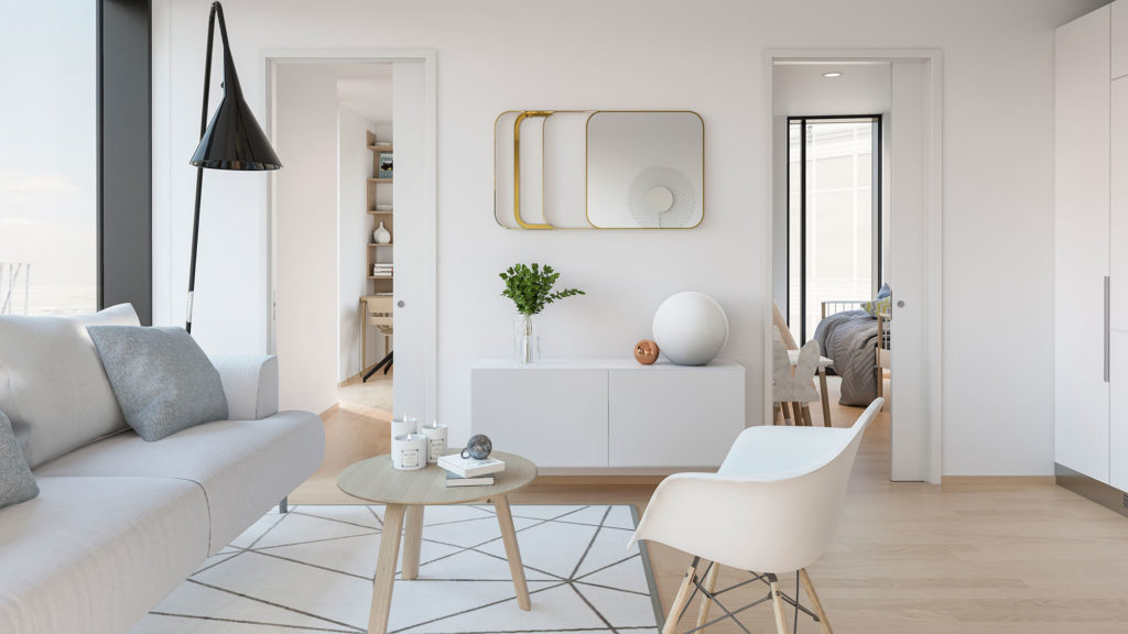 Visualisointi Lumo One -pilvenpiirtäjän huoneistosta